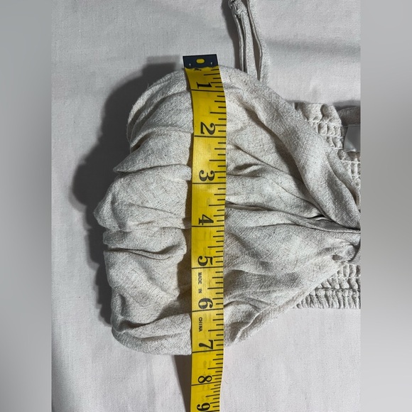 MABLE Women’s Strappy Cropped Top Oatmeal Adj Straps Elastic Back EUC Sz L Linen - Picture 6 of 8